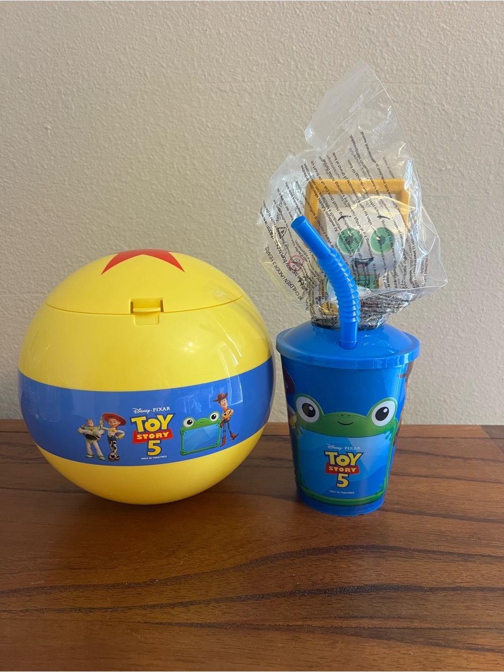 Toy Story 5 Pixar Ball Popcorn Bucket & Smarty Pants Topper Cup, AMC, New